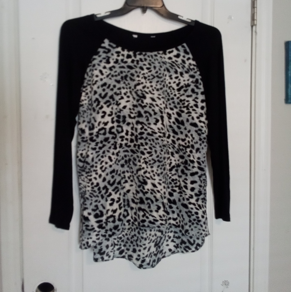 Leopard Print Black and White Women's Top